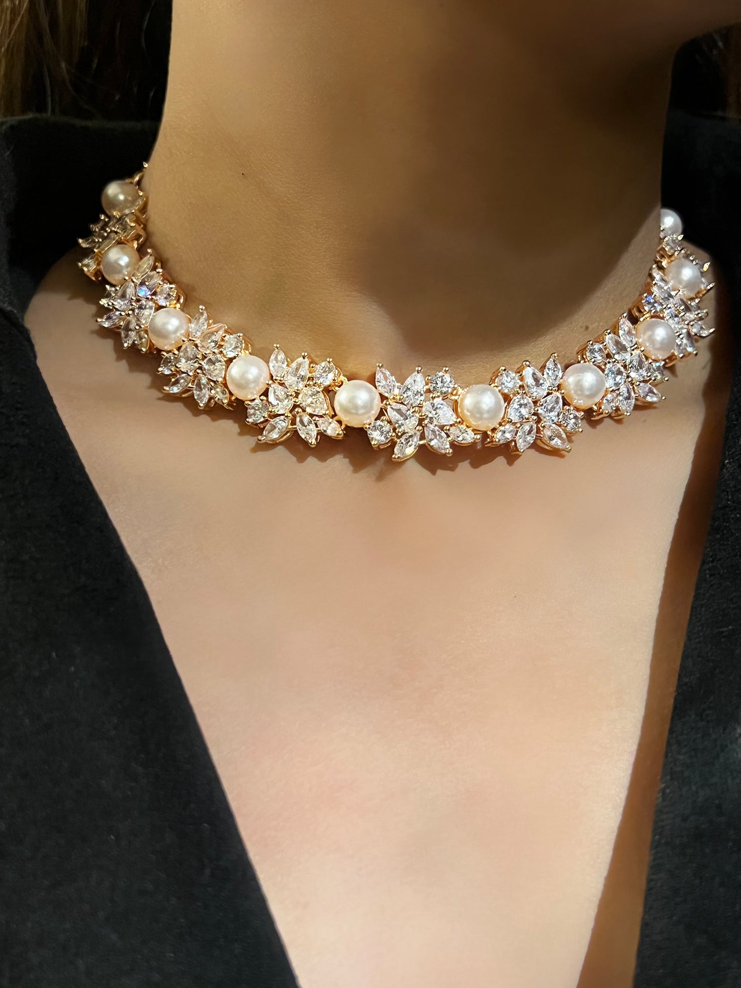 EZRA DIAMOND PEARL NECKLACE