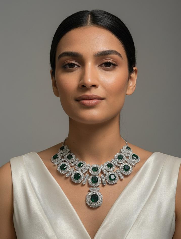 AMIYA DIAMOND EMERALD NECKLACE N-1044