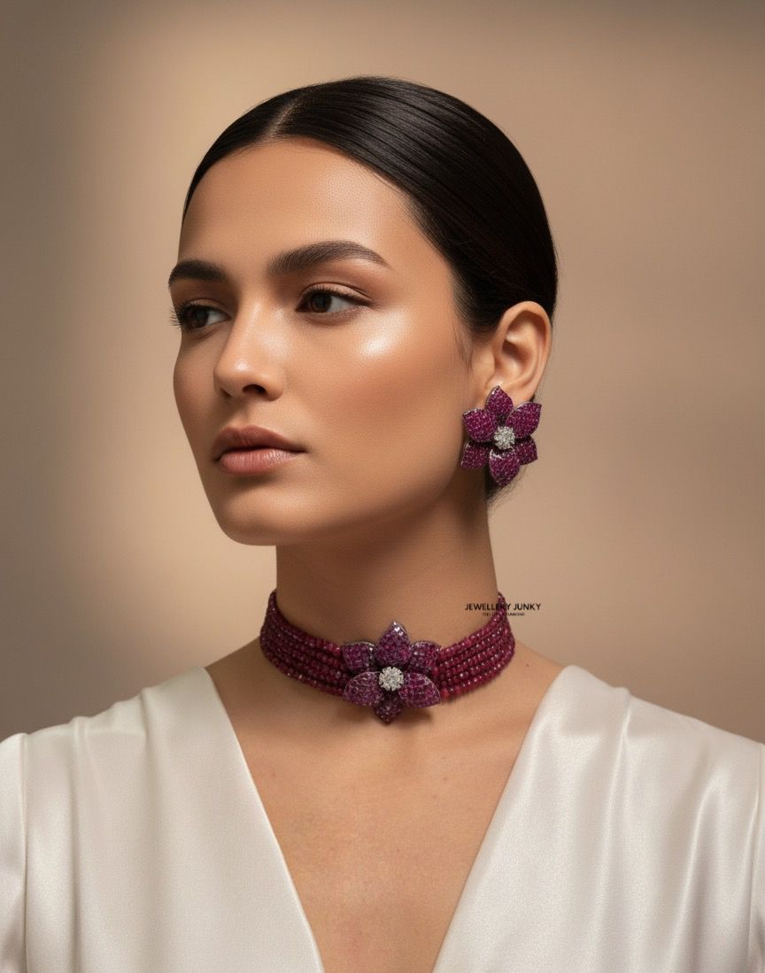 BLOOMING ROSE INVISIBLE SETTING NECKLACE N-1009