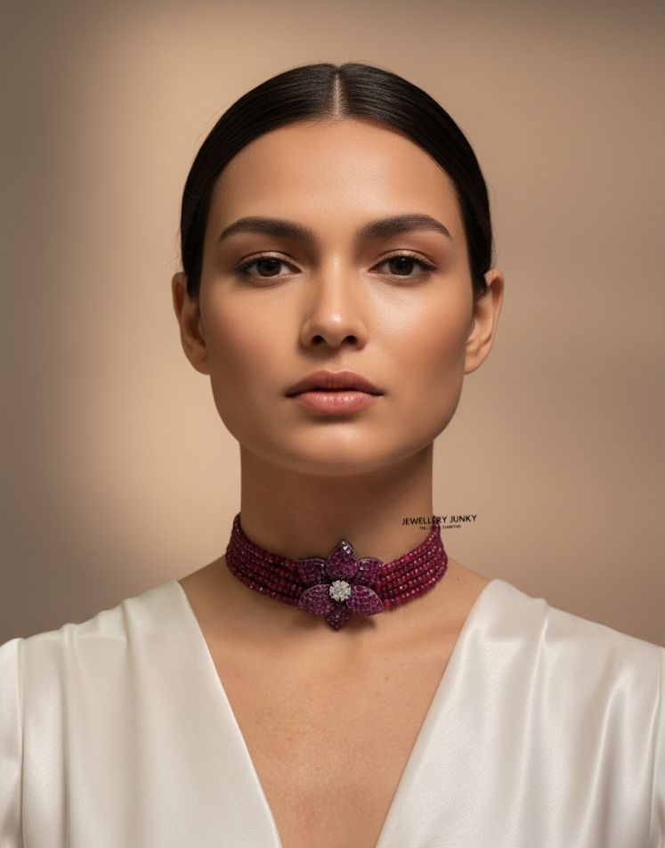 BLOOMING ROSE INVISIBLE SETTING NECKLACE N-1009