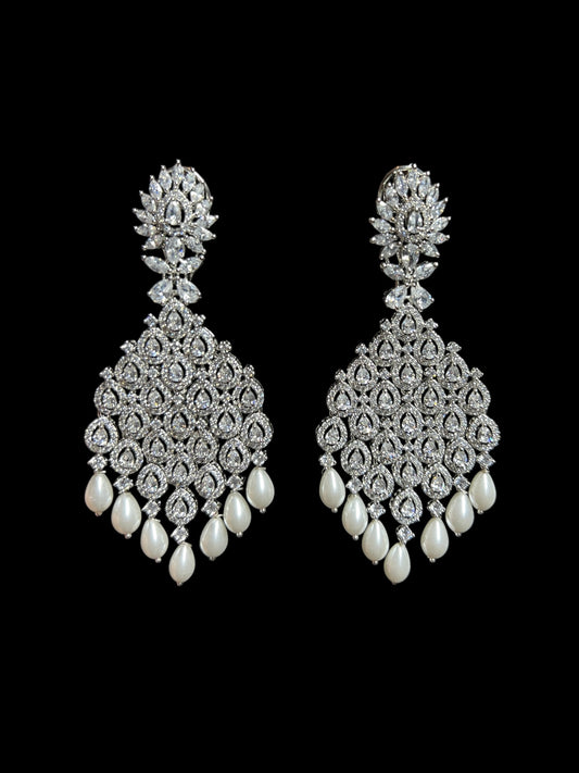 DIA DIAMOND PEARL DROP EARRING E-1028