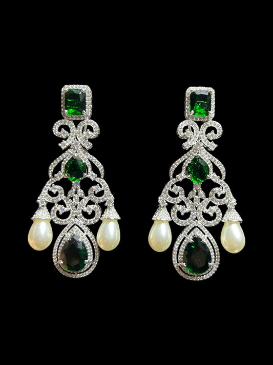 MYRA DIAMOND PEARL DROP EARRING E-1019