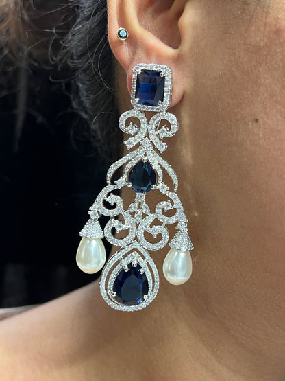 MYRA DIAMOND PEARL DROP EARRING E-1019
