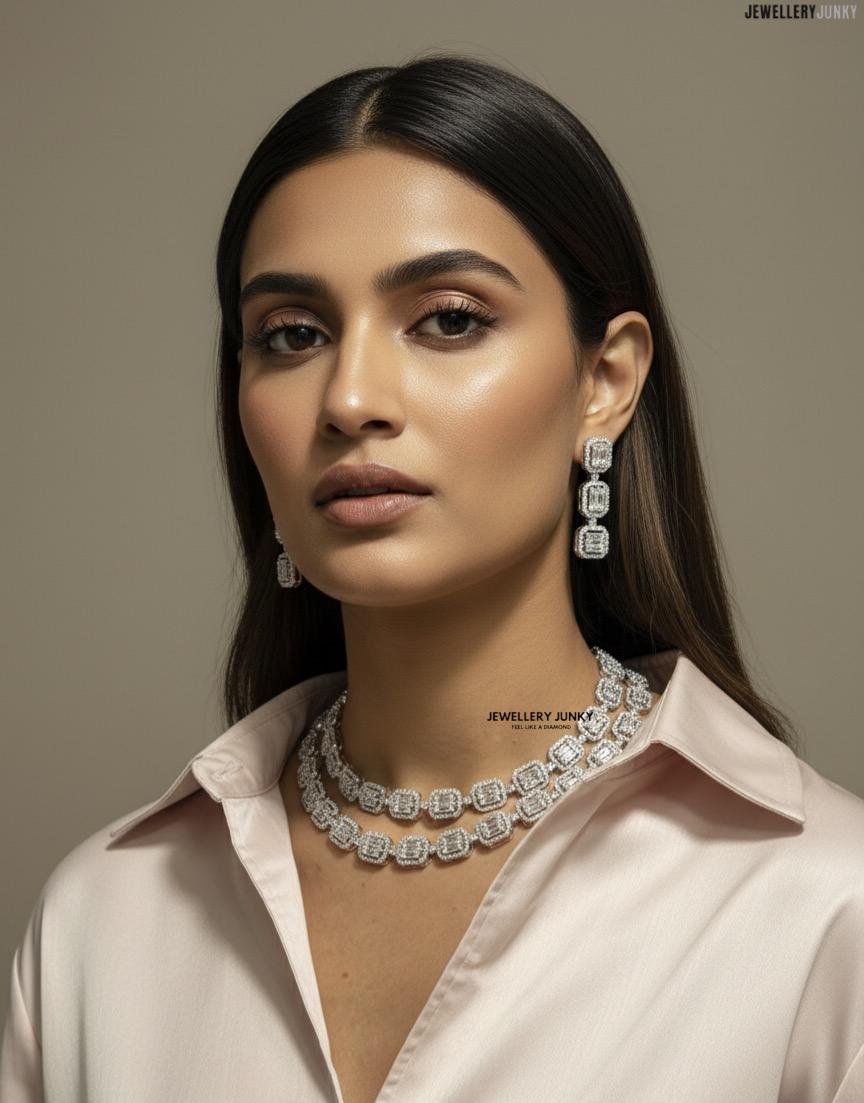 Scarlet Double Layer Baguette Necklace