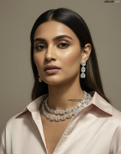 Scarlet Double Layer Baguette Necklace