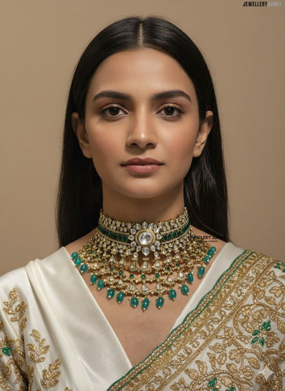MEHWISH EMERALD KUNDAN NECKLACE