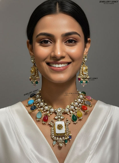 LEHAR KUNAN NAVRATAN KUNDAN NECKLACE