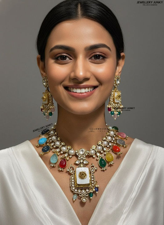LEHAR KUNAN NAVRATAN KUNDAN NECKLACE