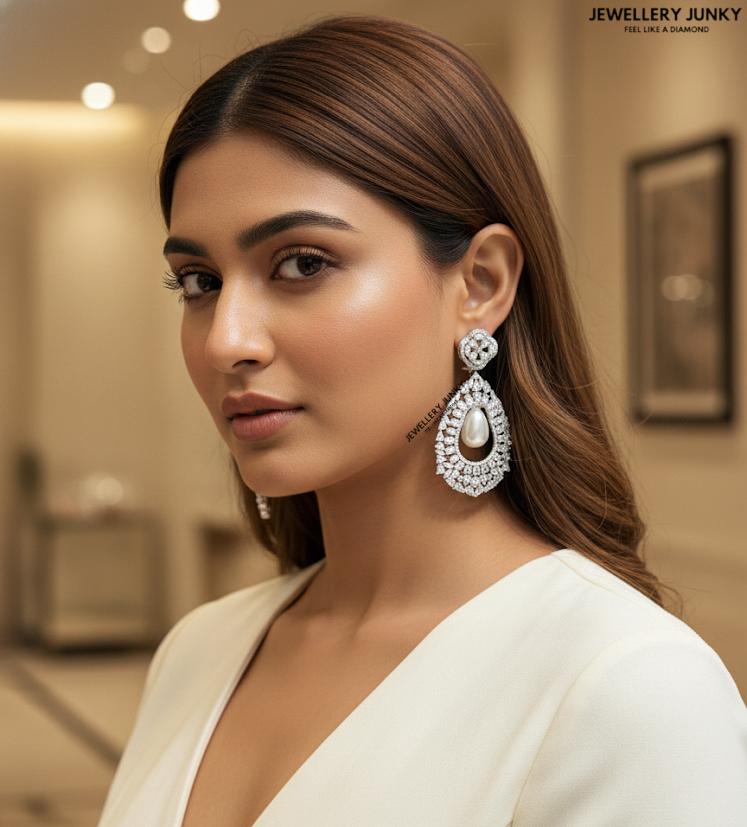 ZIVAH PEARL DROP DIAMOND EARRING E-1037